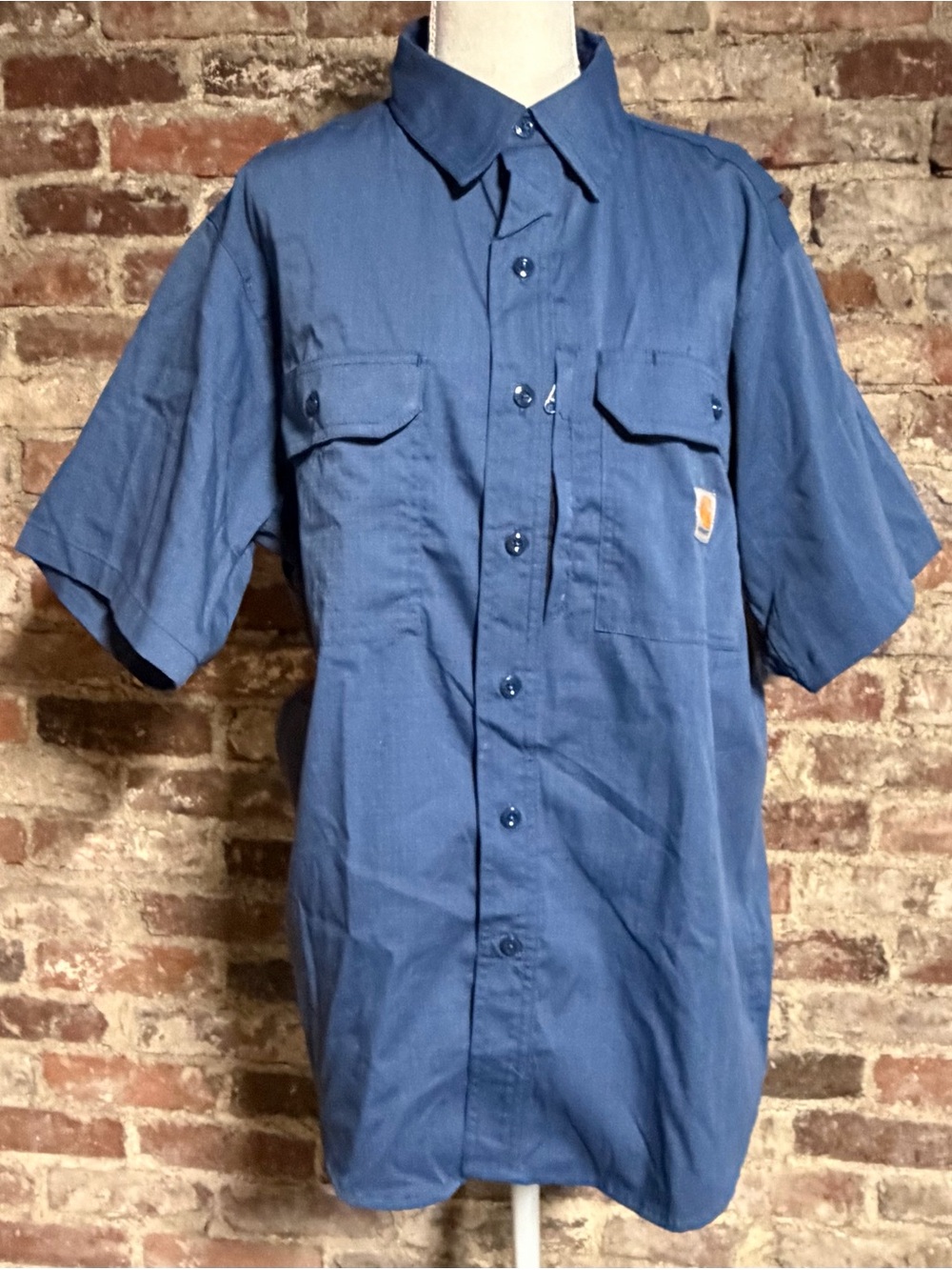 Carhartt Force Ridgefield Blue Ripstop Vented Short Sleeve Shirt Mens Large